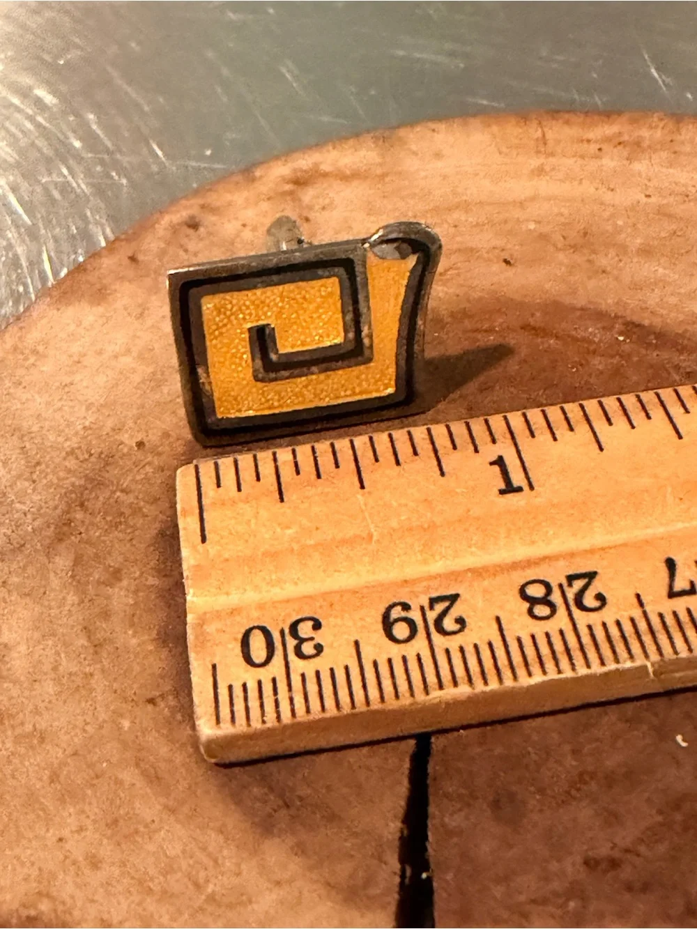 Los Ballesteros Taxco 925 Sterling Silver Enamel Modernist Greek Key Cufflinks